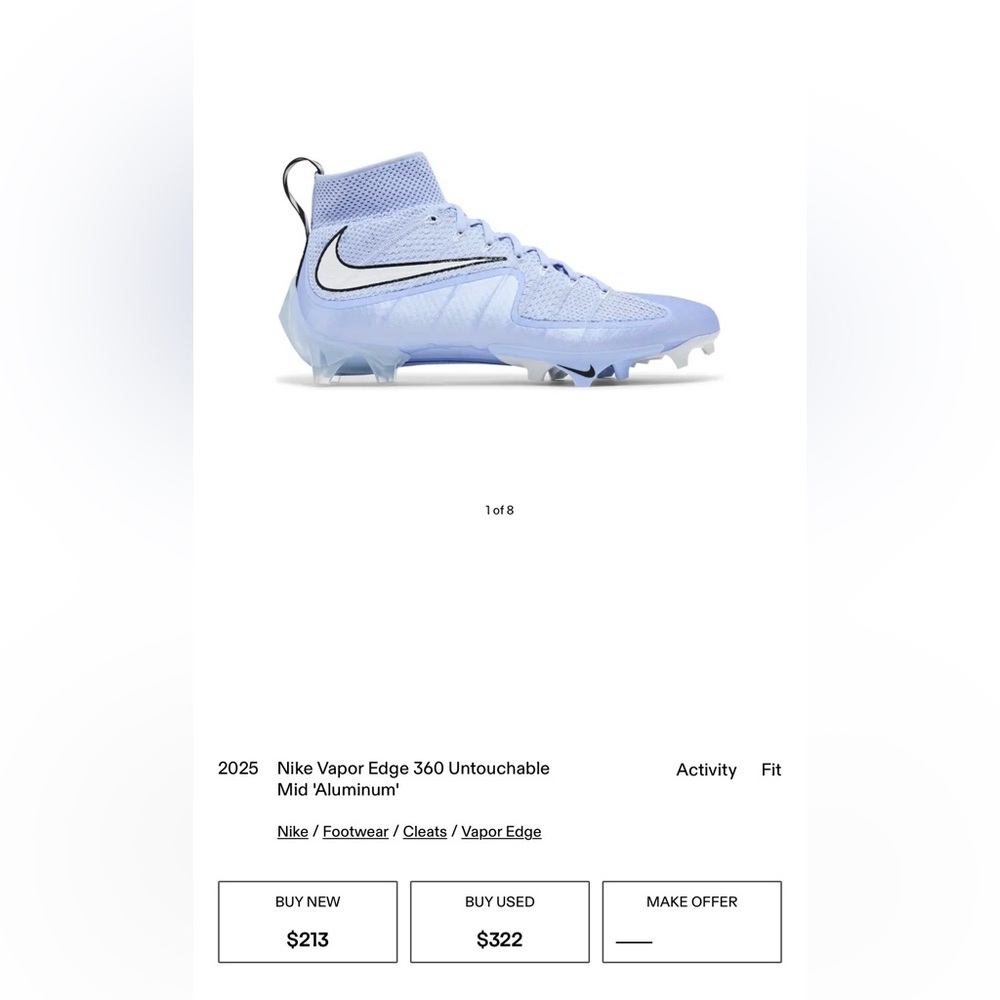 Nike Light Blue Vapor Edge Cleats